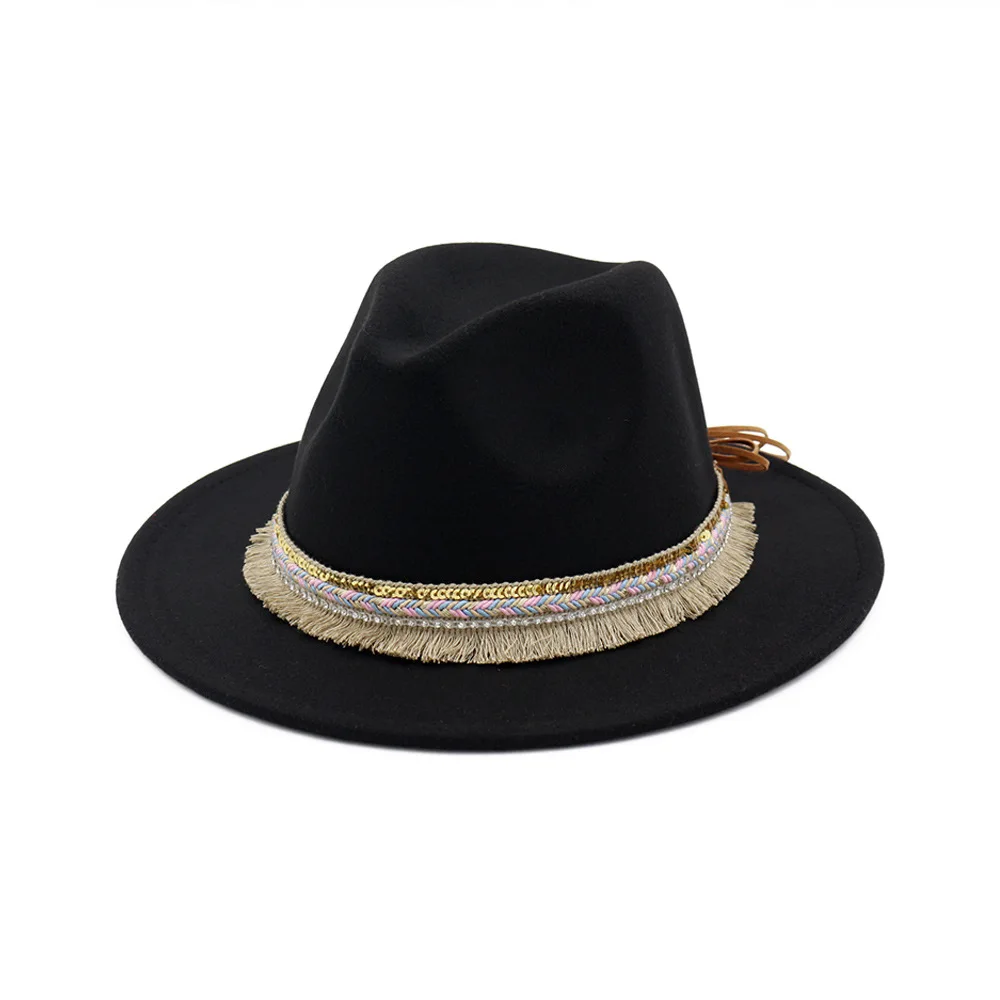 2019 осень и зима сплошной цвет лук полями шляпа путешествия федора джаз Панама