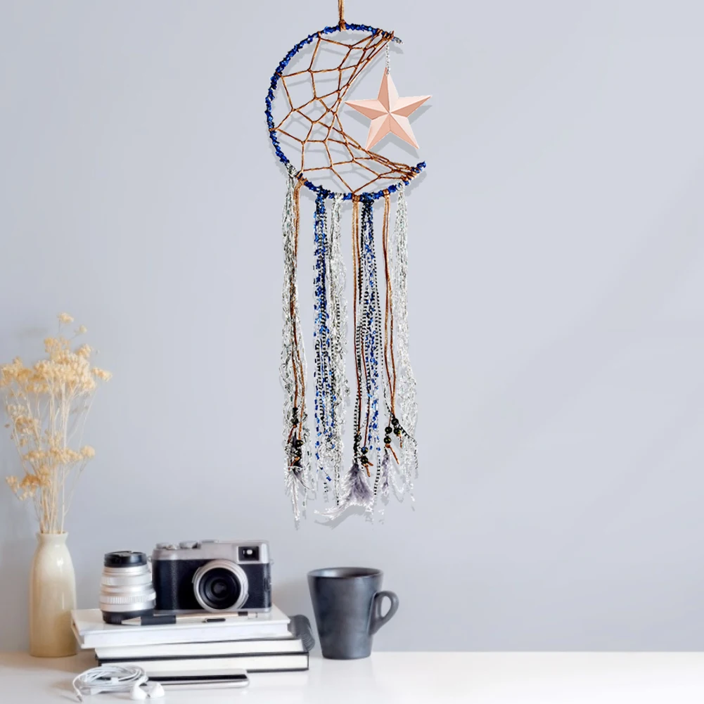 

Indian Dream Catcher Gold Silver Moon Star Macrame Wall Hanging Accessories Morden Bohemia Decoration for Room Home Yard Garden