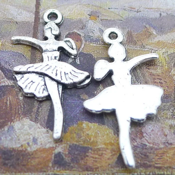 

10pcs/Lot 32x19mm Antique Silver Color Ballet Dancing Girl Charms Pendant For Jewelry Making DIY Jewelry Findings