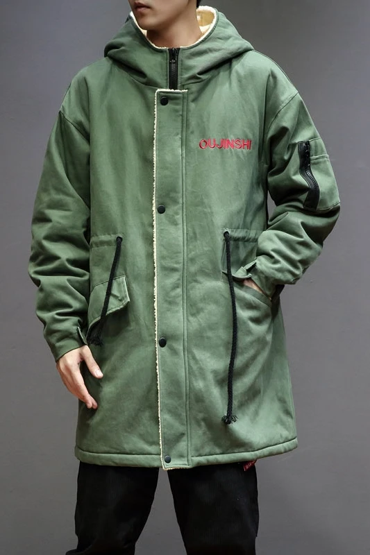 

Mens Winter Jacket Thick Warm Cotton-Padded Parka Coat Male Mid-Long Loose Lambs Hair Fleece Jackets Hooded Coats Plus size 5XL