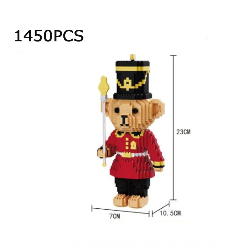 

Funny Little bear soldier micro diamond building block doll Nutcracker TEDDY nanobricks toys collection for children gifts