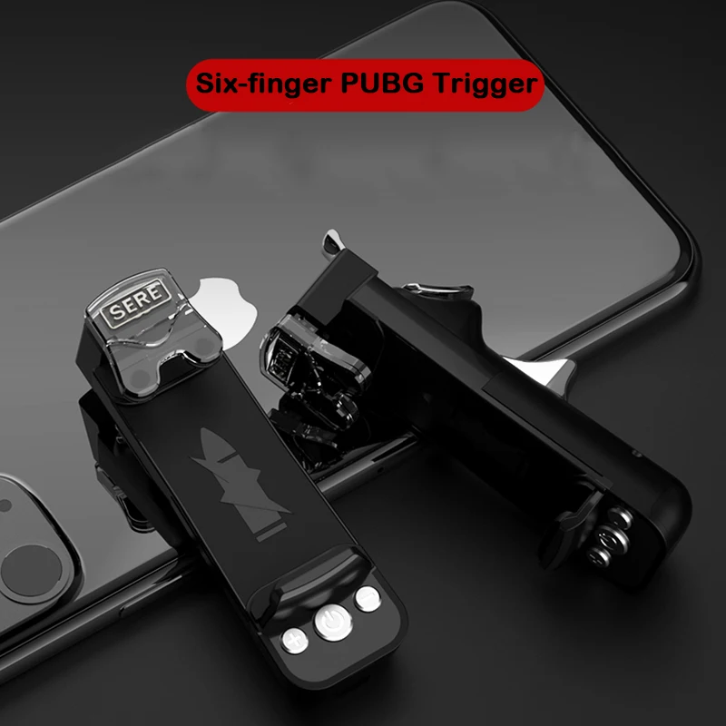 PUBG Trigger Grip Mobile Phone Six-fingered Pulse Assist Controller 1L1R  Gamepad For Android IOS FPS Shooting Game Accessories