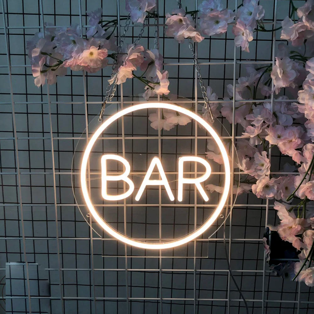 

Personalised Bar Neon Sign Light for Home Circle Shape Neon Sign Custom Wedding Party Pub Bar Nightclub Led Decoration