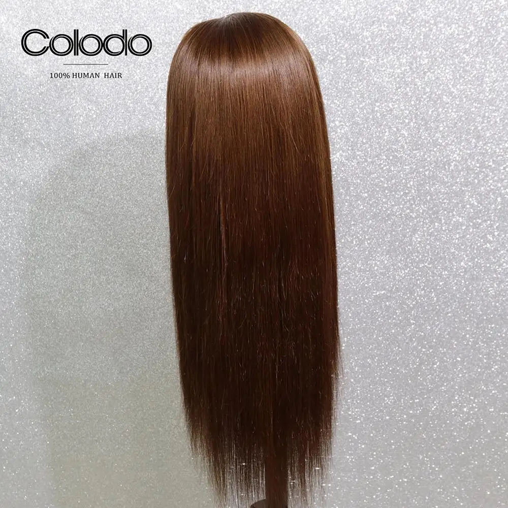 Парики из натуральных волос COLODO Brown/99j 13х6 прямые 150%|Парик на кружеве| |