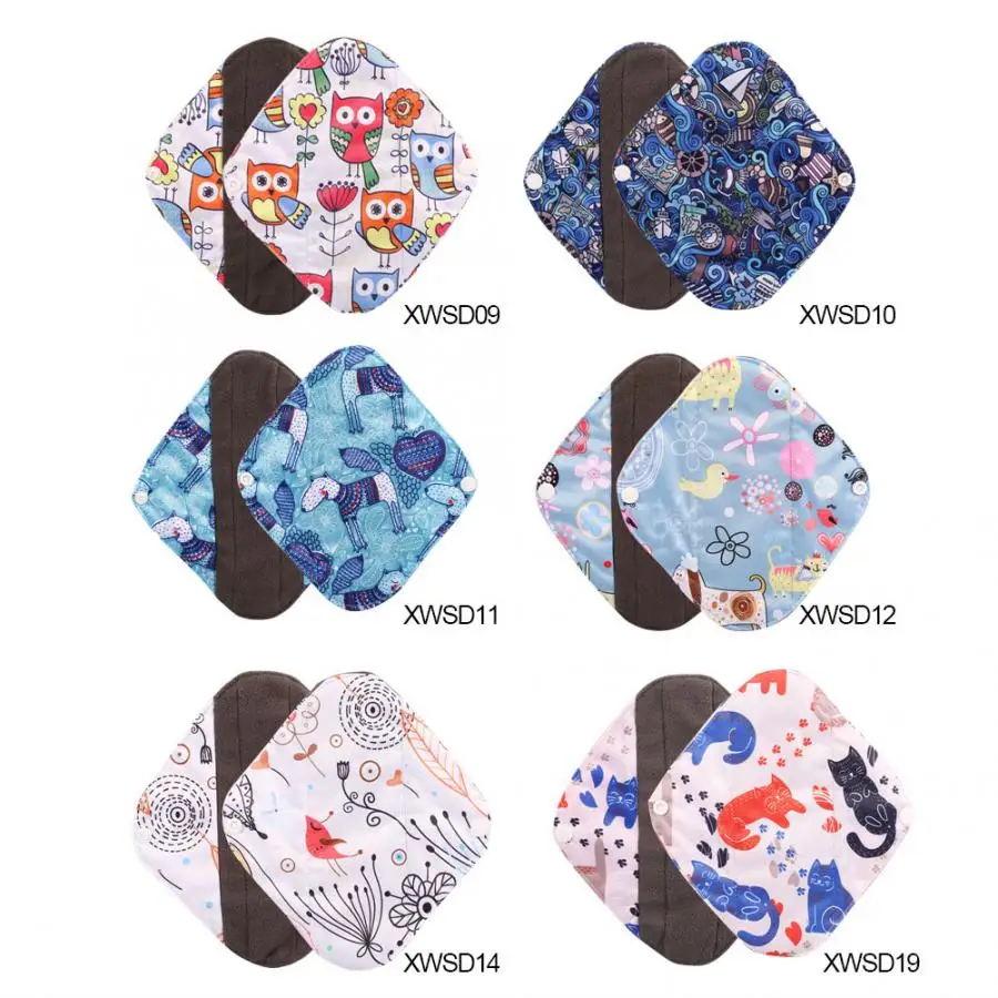 1pc многоразовая ткань из бамбукового древесного угля менструального колодки