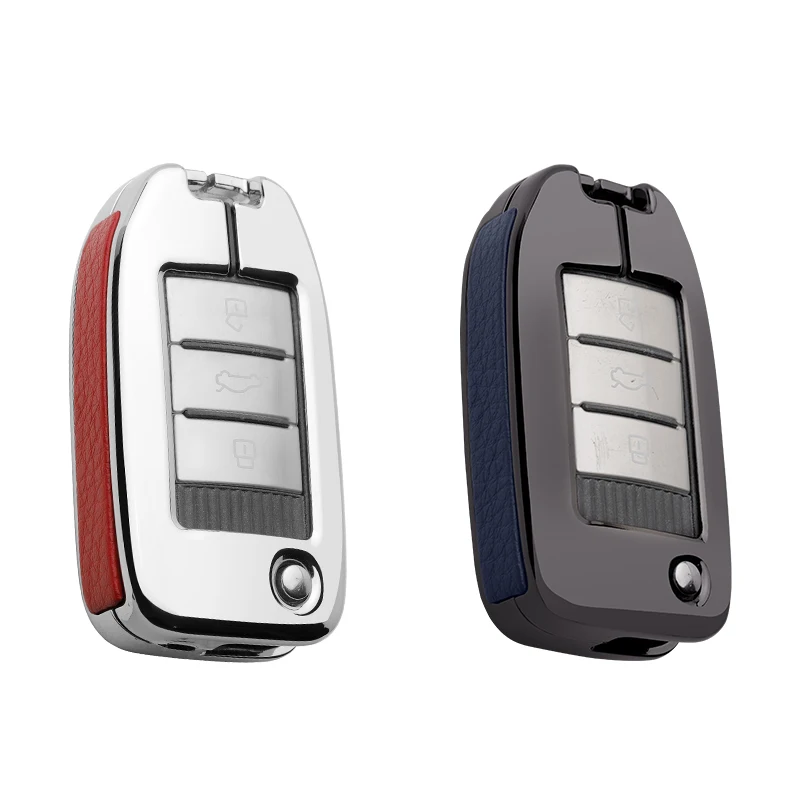 

Zinc Alloy&Genuine Leather car key protect cover case shell For Roewe RX5 2017 for MG ZS 3 button car styling Auto Accessories