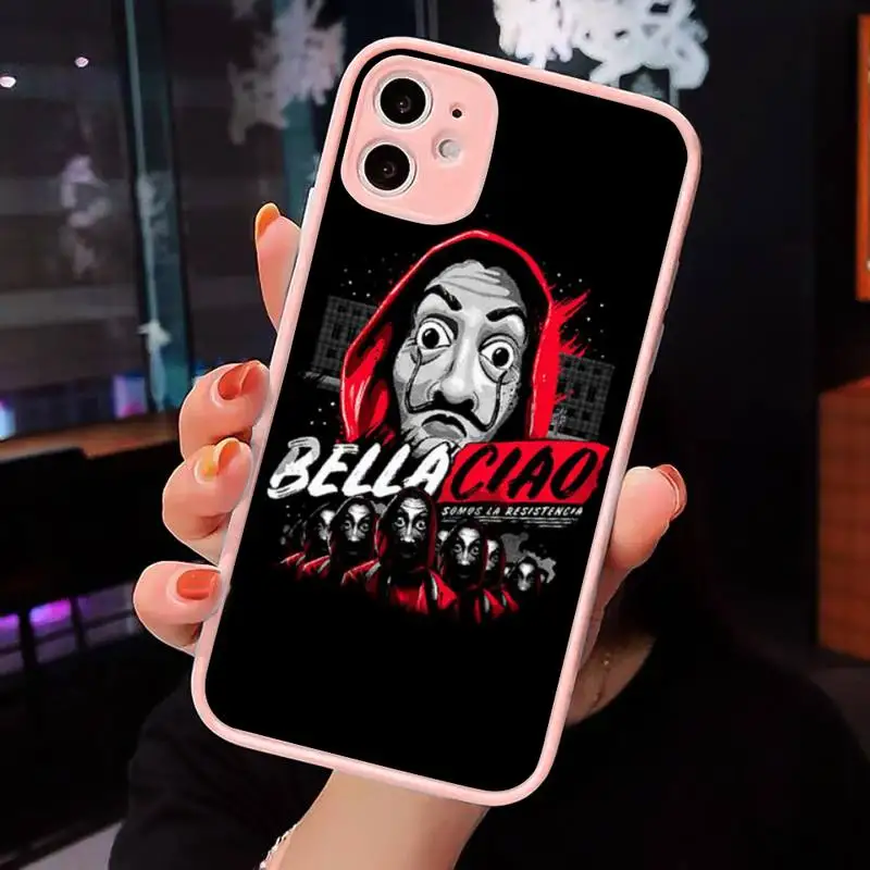 

Spain TV Money Heist House Paper Phone Cases Matte transparent For Pink iPhone 12 Mini 11 Pro XR XS Max 7 8 Plus X Back Cover