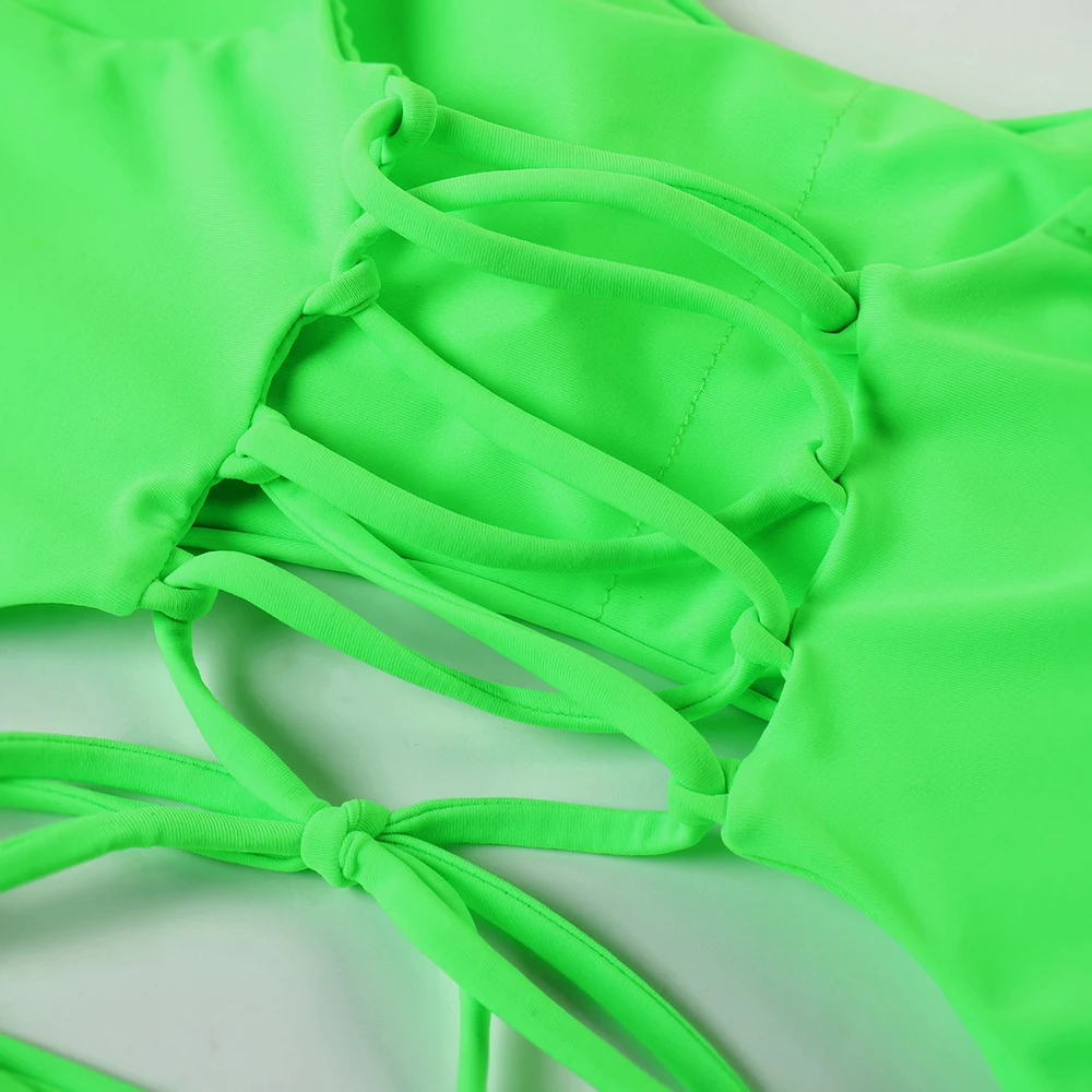 Цельный бикини 2020 Леопардовый купальник женское с высокой талией бандажный