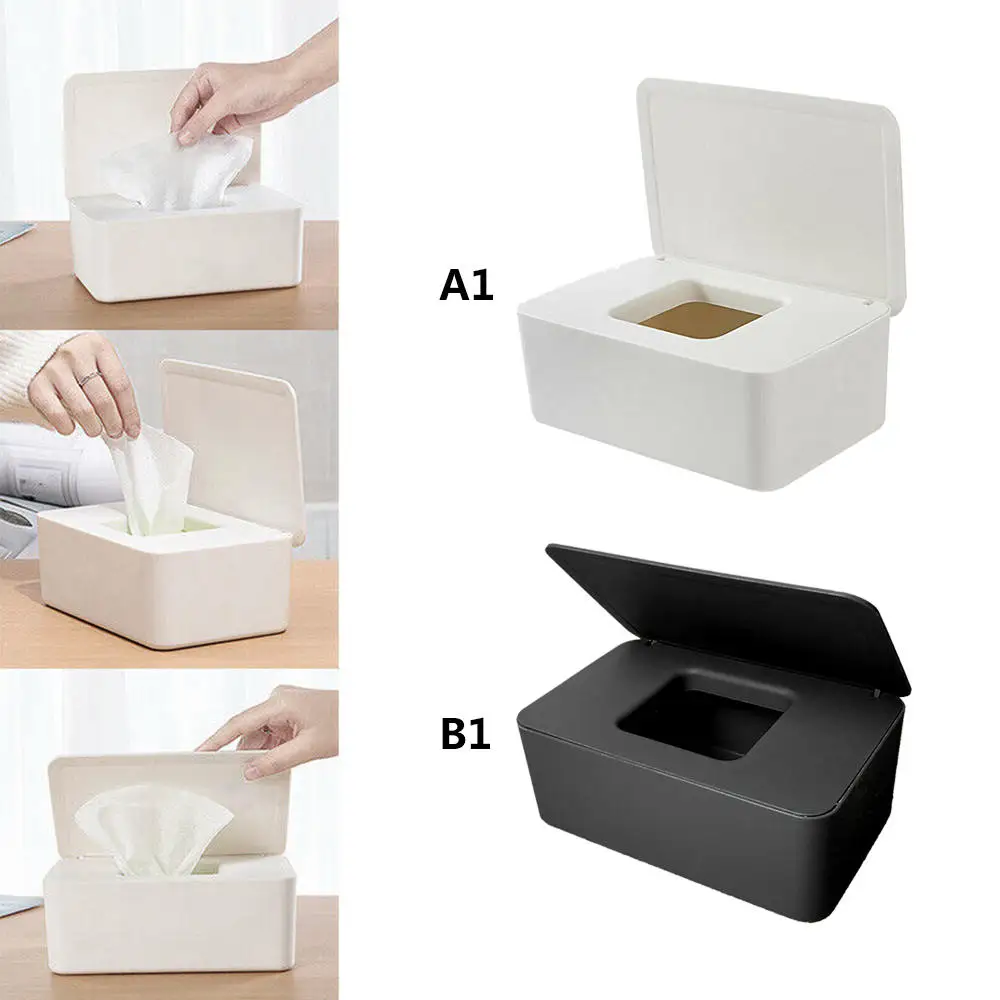 

Desktop Creativity Wet Tissue Box Seal Baby Wipes Paper Storage Box Household Plastic Dust-proof with Lid Tissue Box