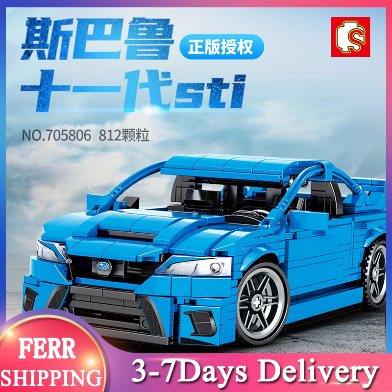 

SEMBO MOC креативный эксперт Subaru WRX STI Тяговая модель гоночных спортивных автомобилей 812 шт. строительные блоки детские игрушки «сделай сам» для ...