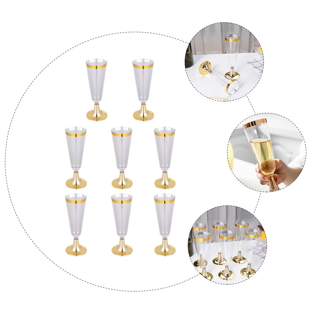 Одноразовые коктейльные чашки 8 шт. бронзирующие пластиковые для шампанского
