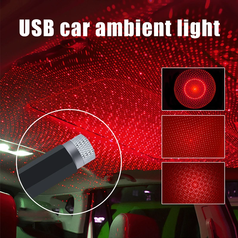 

MINI 3 In 1 Car Roof Star Sky Lamp 4 Patterns Laser Projector Light USB Plug DJ Disco Stage Lighting Effect Atmosphere Lights