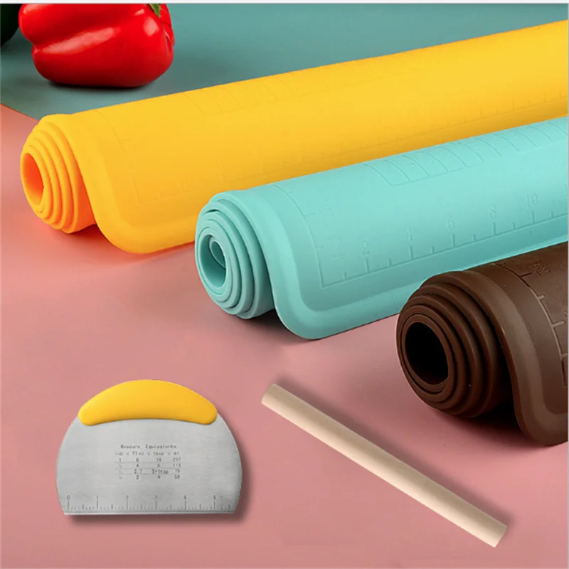 

Silicone Kitchen Kneading Dough Mat Cookie Cake Baking Mat Tools Thickening Non-stick Rolling Pin Pastry Accessories Sheet Pads