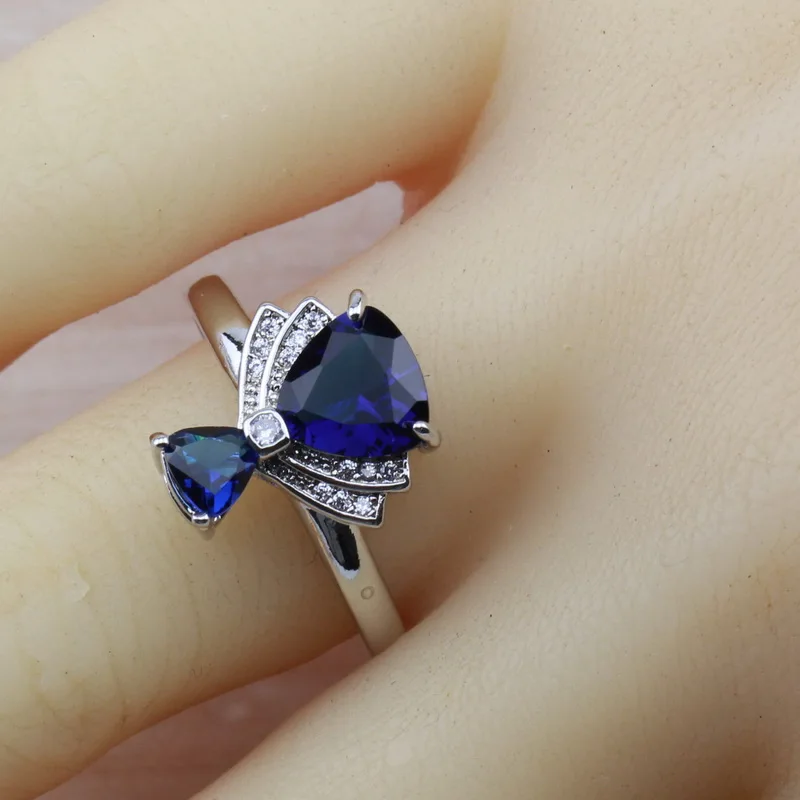 Набор украшений из 4 предметов серебристого цвета с натуральным камнем 6 цветов