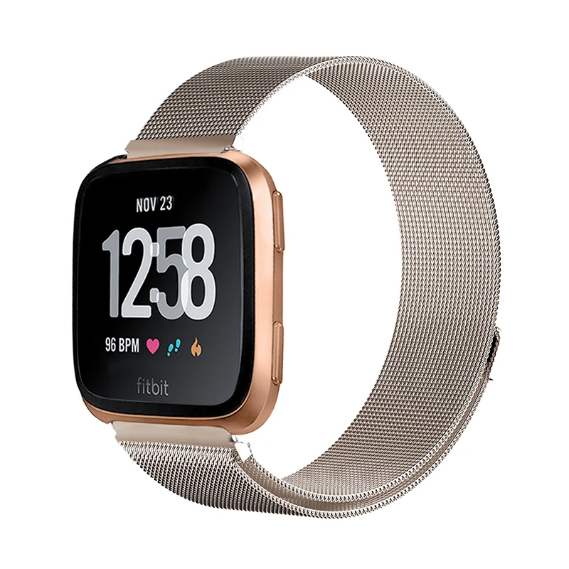 Магнитный металлический браслет Миланская петля из нержавеющей стали для Fitbit Versa
