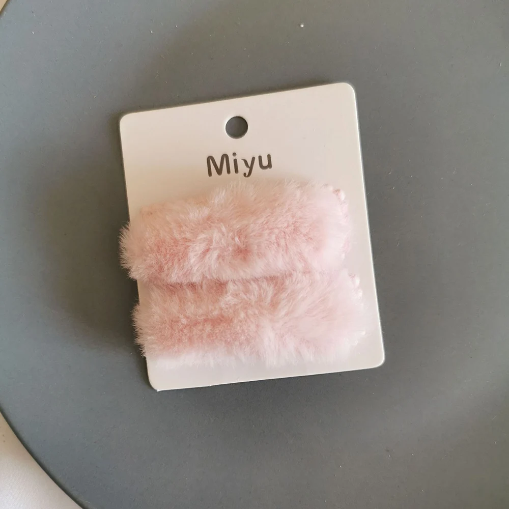 1Pair=2pcs New Korea Winter Plush Hairpins For Women Solid Color Faux Fur Hair Clips Girls Barrettes Kids Soft Accessories | Красота и