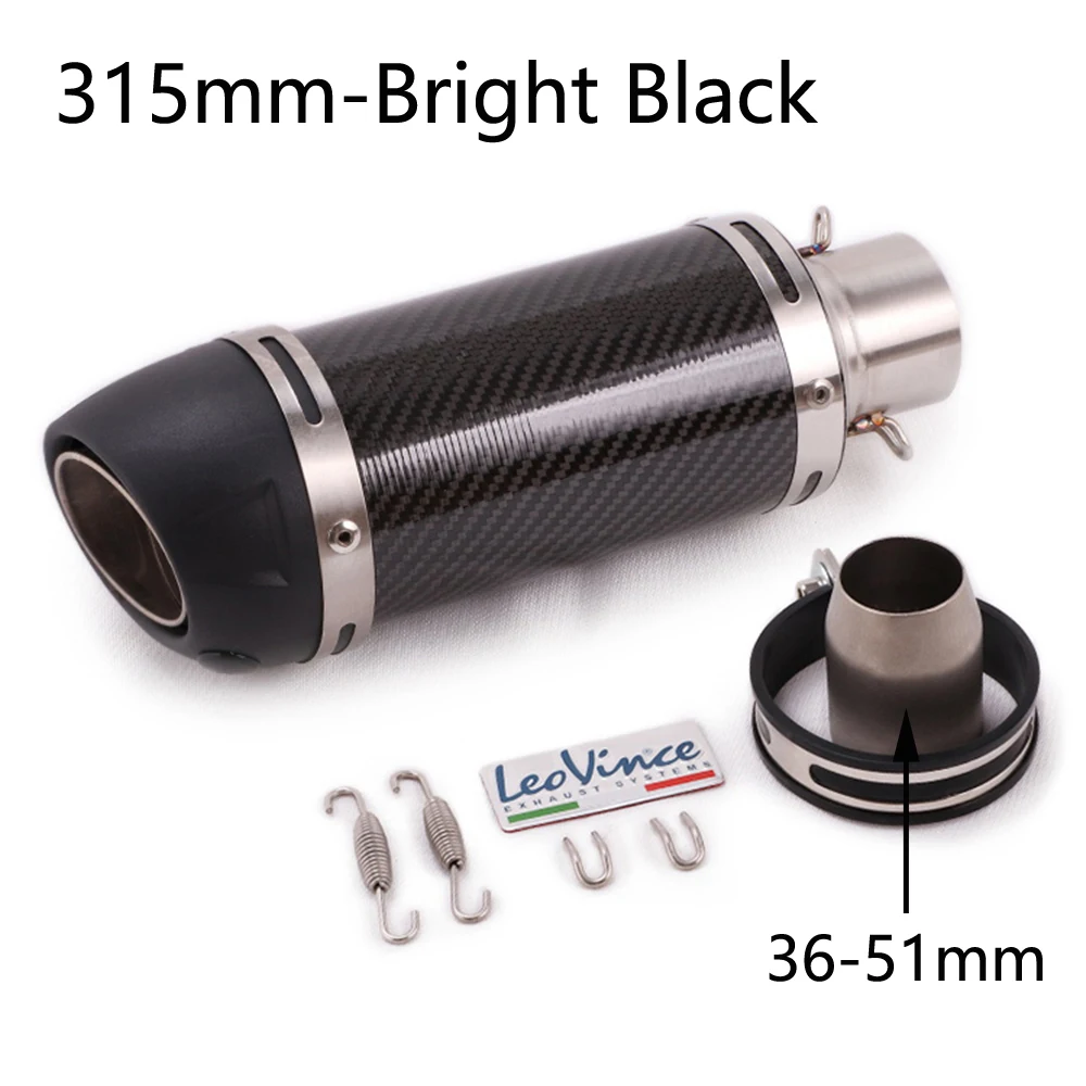 315mm-Bright Black Универсальный мотоциклетный глушитель выхлопной трубы питбайк спасательный горшок для проекта для Yamaha XT 600 FZ6 MT03 R6 ER6N Z750 - Цвет: 315mm-Bright Black