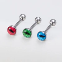 1 3pcs dragons eye logo tongue ring piercing barbell earring bar helix cartilage stud stainless steel tragus body jewelry 14g