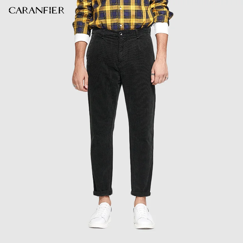 CARANFIER 2019 Brand Casual Pants Men Male Corduroy Fashion Trousers Plus Size Ankle-Length High Quality 34 36 | Мужская одежда