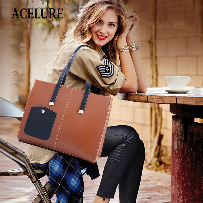 

ACELURE 2pcs/Set Women Composite Bags High Quality Ladies Handbags Female PU Leather Shoulder Messenger Tote Bags Solid Bolsa