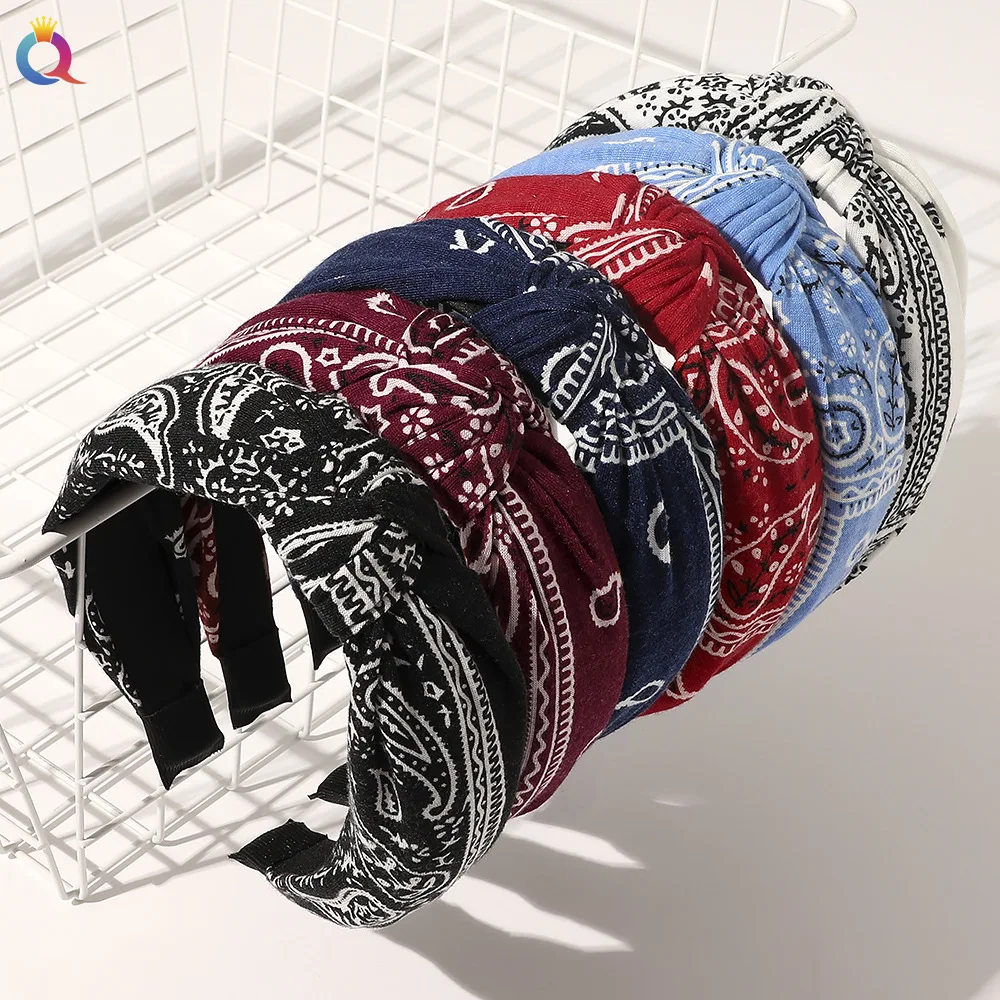 

2021 Vintage Ethnic Style Cloth Knotted Hairband Headband Women Girls Hair Head Hoop Bands Accessories Hair Hairbands Headdress