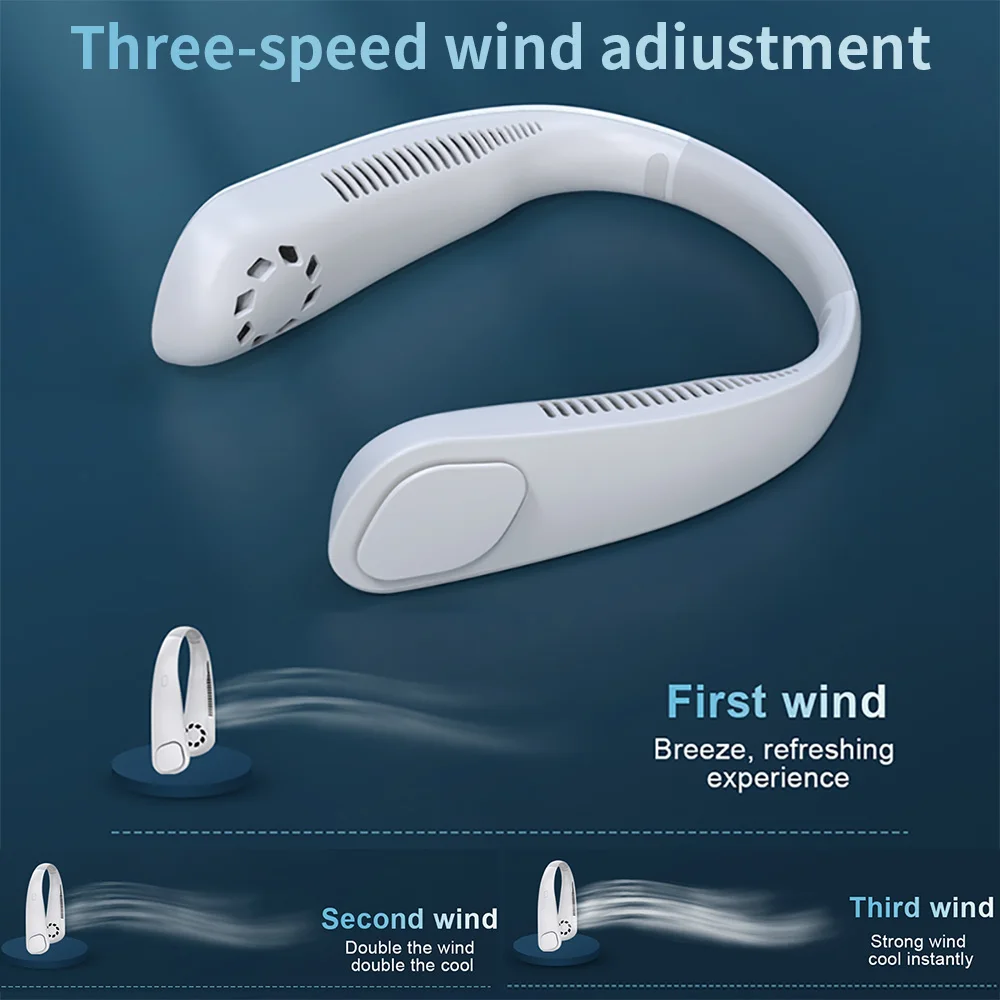 

iHoven Mini Neck Fan Portable Bladeless Fan Rechargeable Leafless Hanging Fans Air Cooler Cooling Wearable Neckband Fans