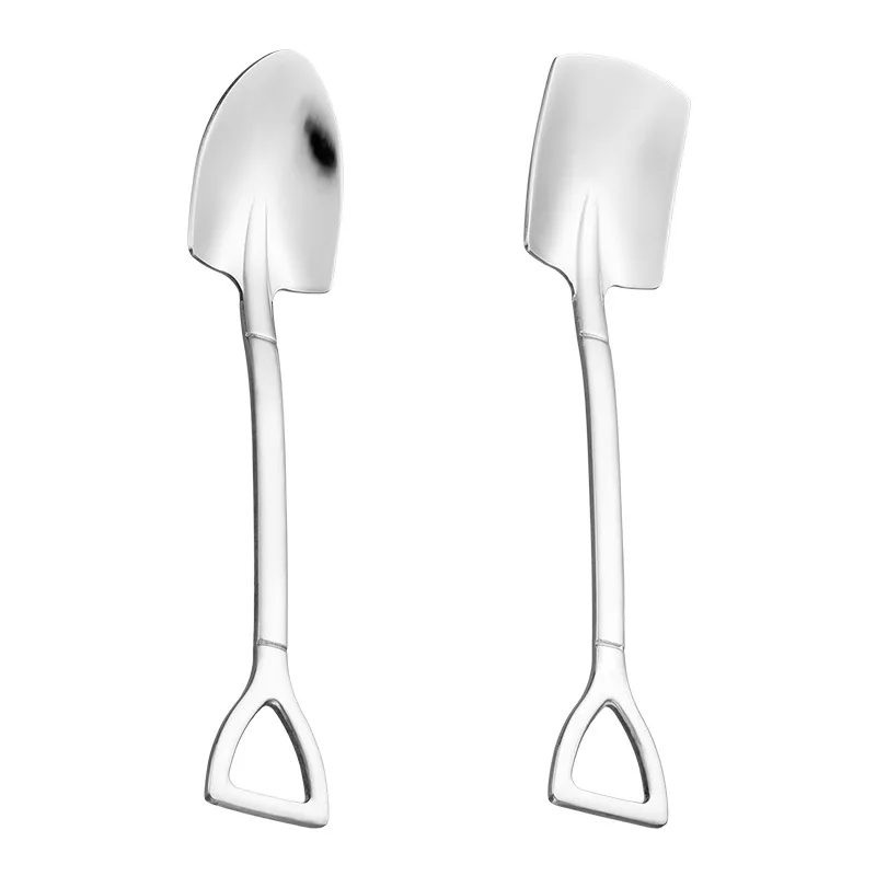 

Stainless Steel Iron Shovel Spoon Coffee Ice Cream Spoon Engineering Shovel Retro Cute Square Head Spoon Kitchen Gadget