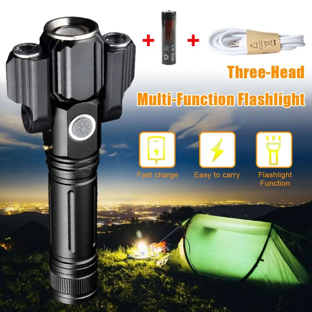 

T6 LED Flashlight Portable Zoom Bar Super Bright Flashlight 4 Modes Adjustable Waterproof Flashlights for Outdoor Sports