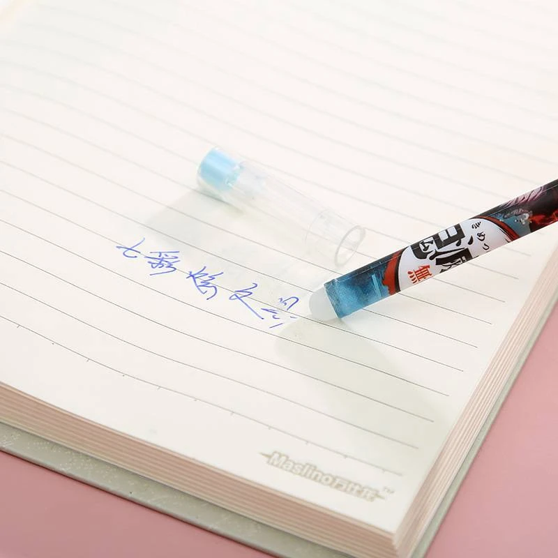 

6 Pcs Anime Demon Slayer Kimetsu No Yaiba Kamado Tanjirou Cute Blue ink Neutral Erasable Pen Kawaii Gel Pen kids stationery gift
