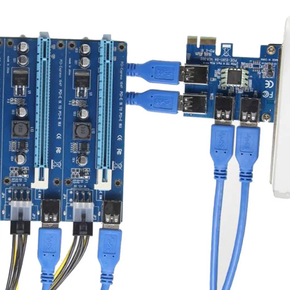 Новый PCIe 1 4PCI Express 16X Слоты Riser Card PCI E 1X к внешнему 4 e слоту адаптер порт