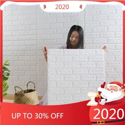 

10 Sheets 3D Self adhesive Waterproof Wallpapers TV Background Brick Wall Sticker Living Room Bedroom Decorative Sticker 70*77cm