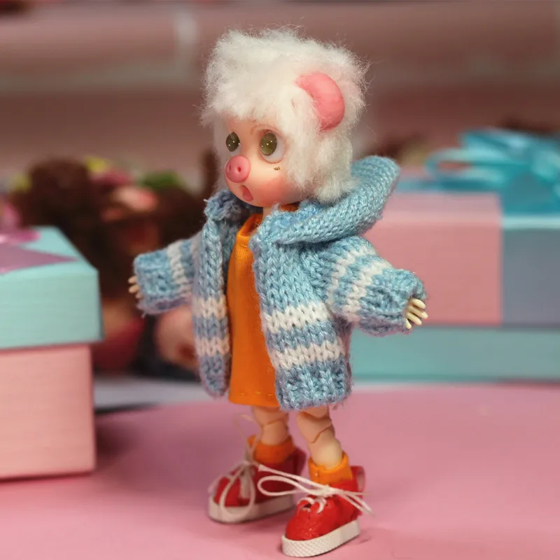 Ob11 Кукла Одежда 1/12 1/8 bjd детская одежда глиняная кукла красивый узел свинья бегать детский вязаный свитер кардиган пальто кукла аксессуары