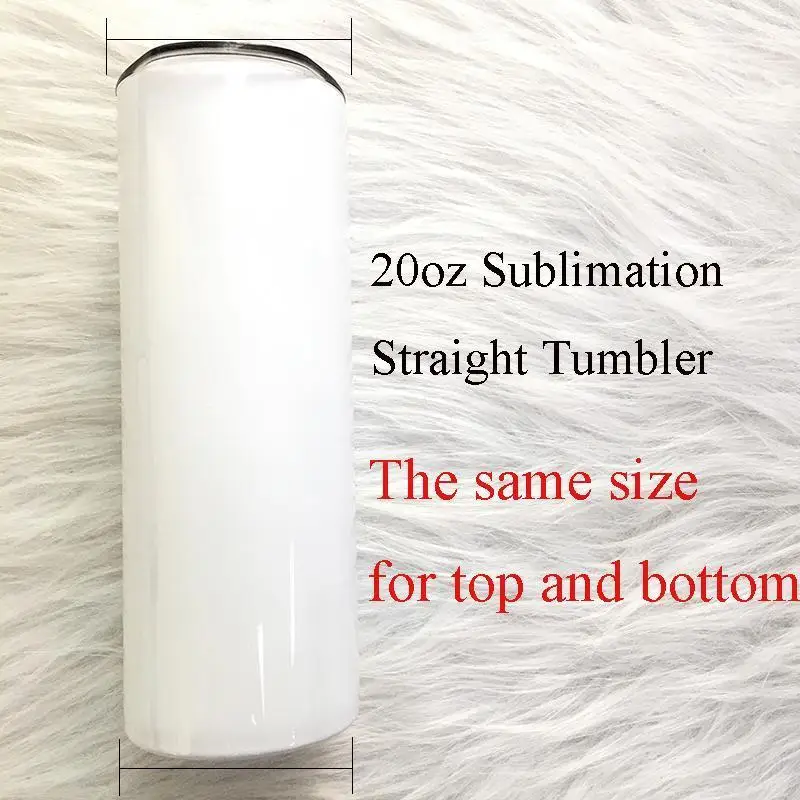 

50 pcs 20oz Sublimartion Straight tumblers with Steel Straw Rubber Bottoms Stainless Steel tumbler Coffee Mug Sublimation Blanks