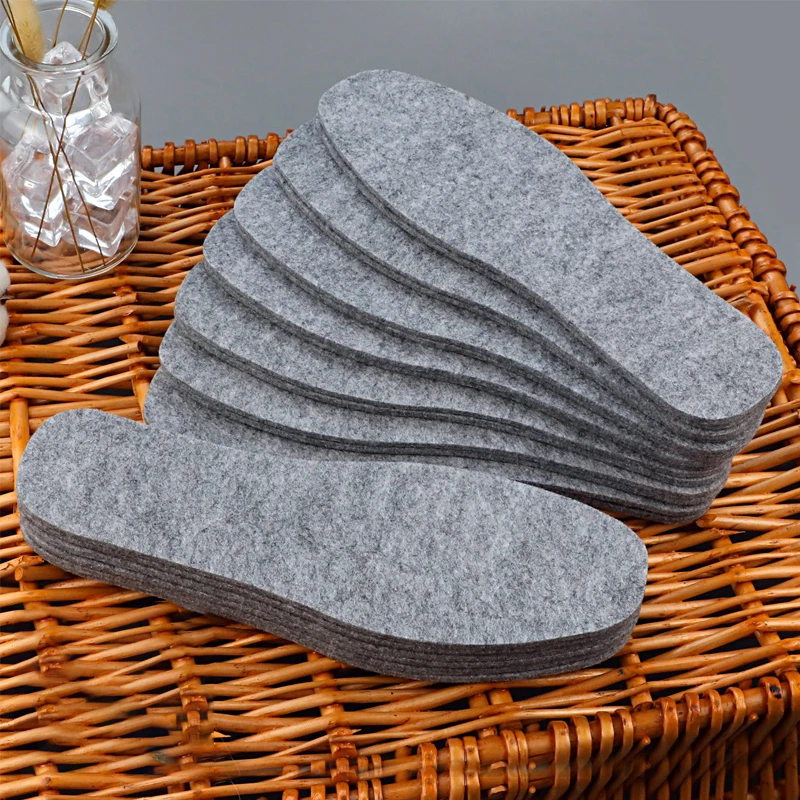 

3 Pairs/5 Pairs Thermal Wool felt insoles thicken warm insole for men women shoes breathable skin-friendly shoe pad