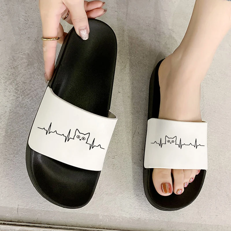 

Summer Womens Slippers Kawaii Patern Outdoor Open Toe Flip Flops female home indoor outdoor wear Shoes Bathroom Anti-slip Shoes