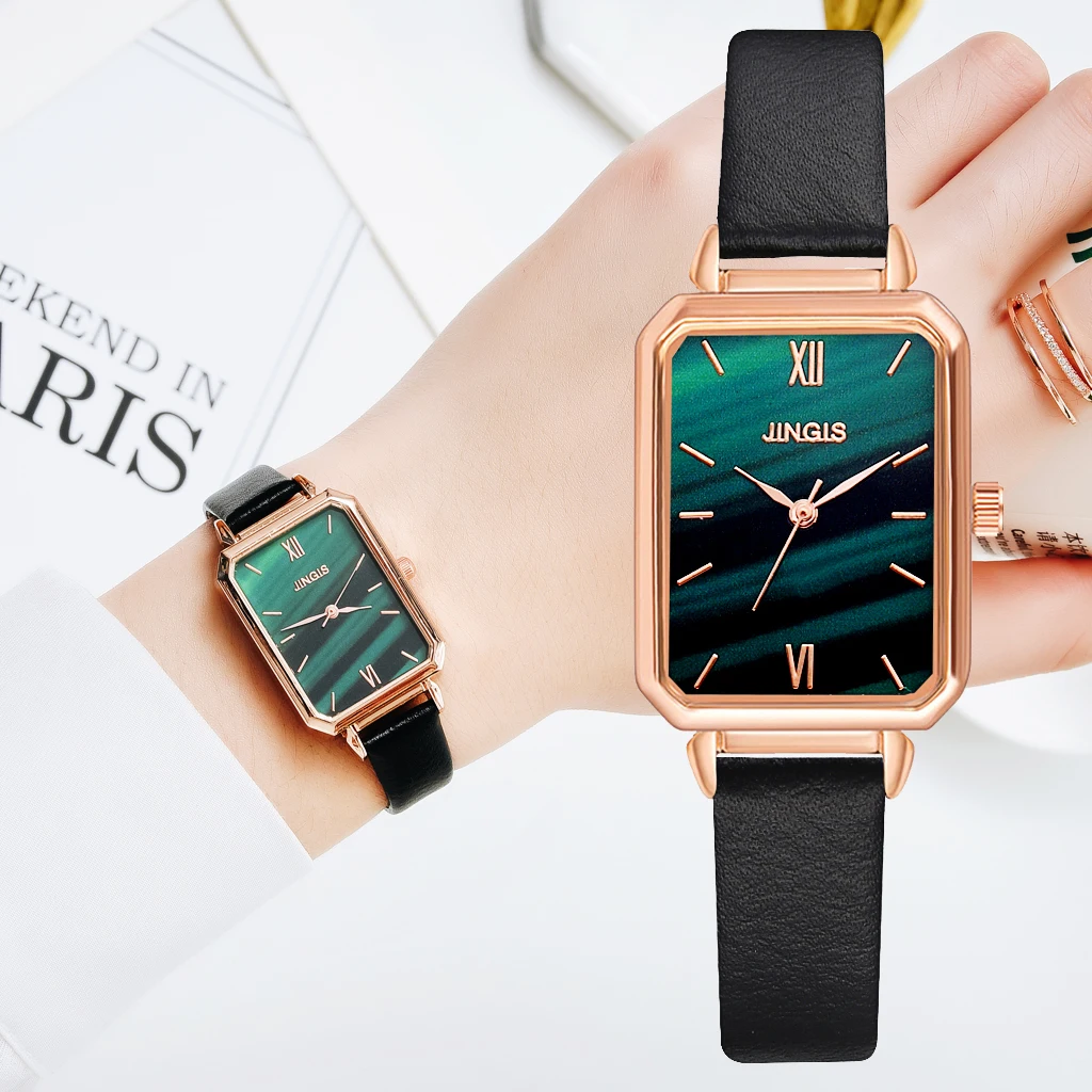 Модные женские туфли Романтический Прямоугольный циферблат наручные часы кожи