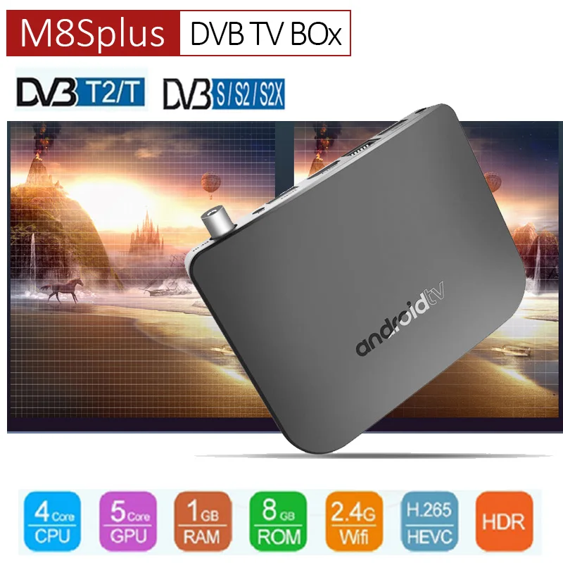DVB-T2/T Android tv Box Amlogic S905D четырехъядерный 1GB 8GB 1080p 4K 30fps 100M Youtube Google Play Store M8S PLUS DVB медиаплеер
