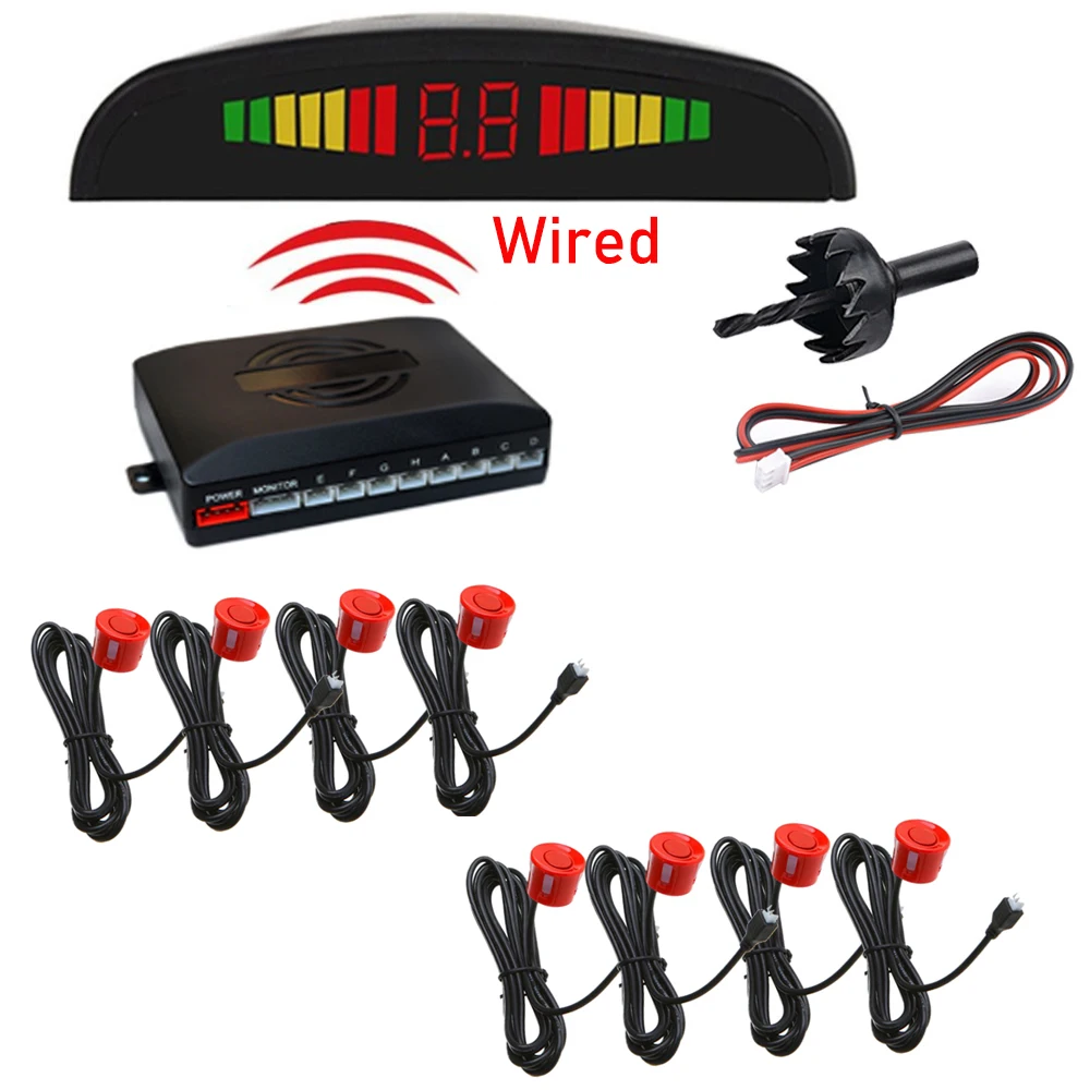 

Parking Sensor Parktronic 8 Sensors Car Automobile Reversing Radar Electronics Auto Detector Backing Assistance Kit Voice Buzzer