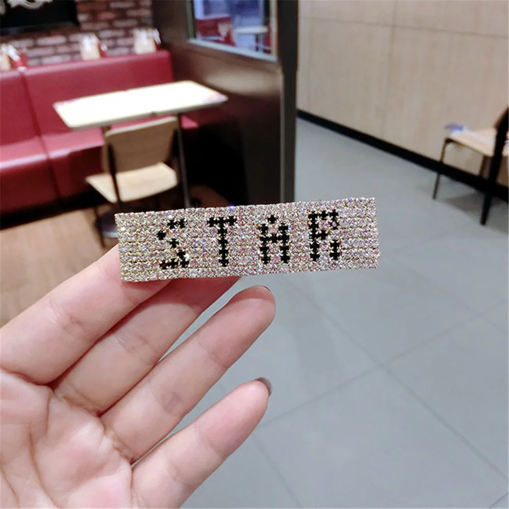 2019 Новое поступление Мода полная Алмазная Заколки для волос со стразами письмо