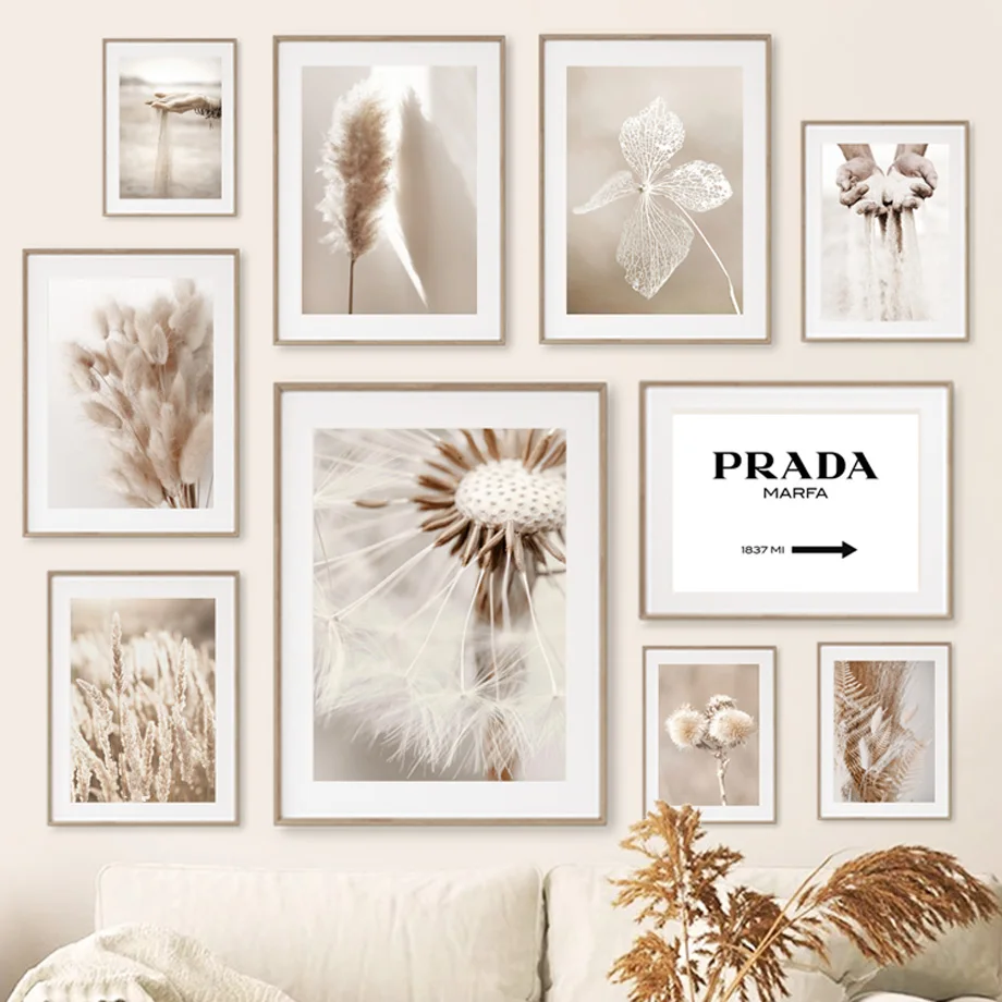 

Beige Reed Posters And Prints Dandelion Dried Flower Canvas Painting Plants Wall Art Nordic Wall Pictures For Living Room Decor