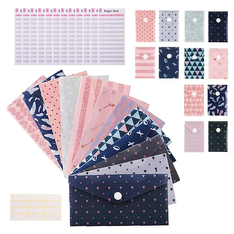 24 пакета бюджет конверты ламинированные наличные для составления бюджета и