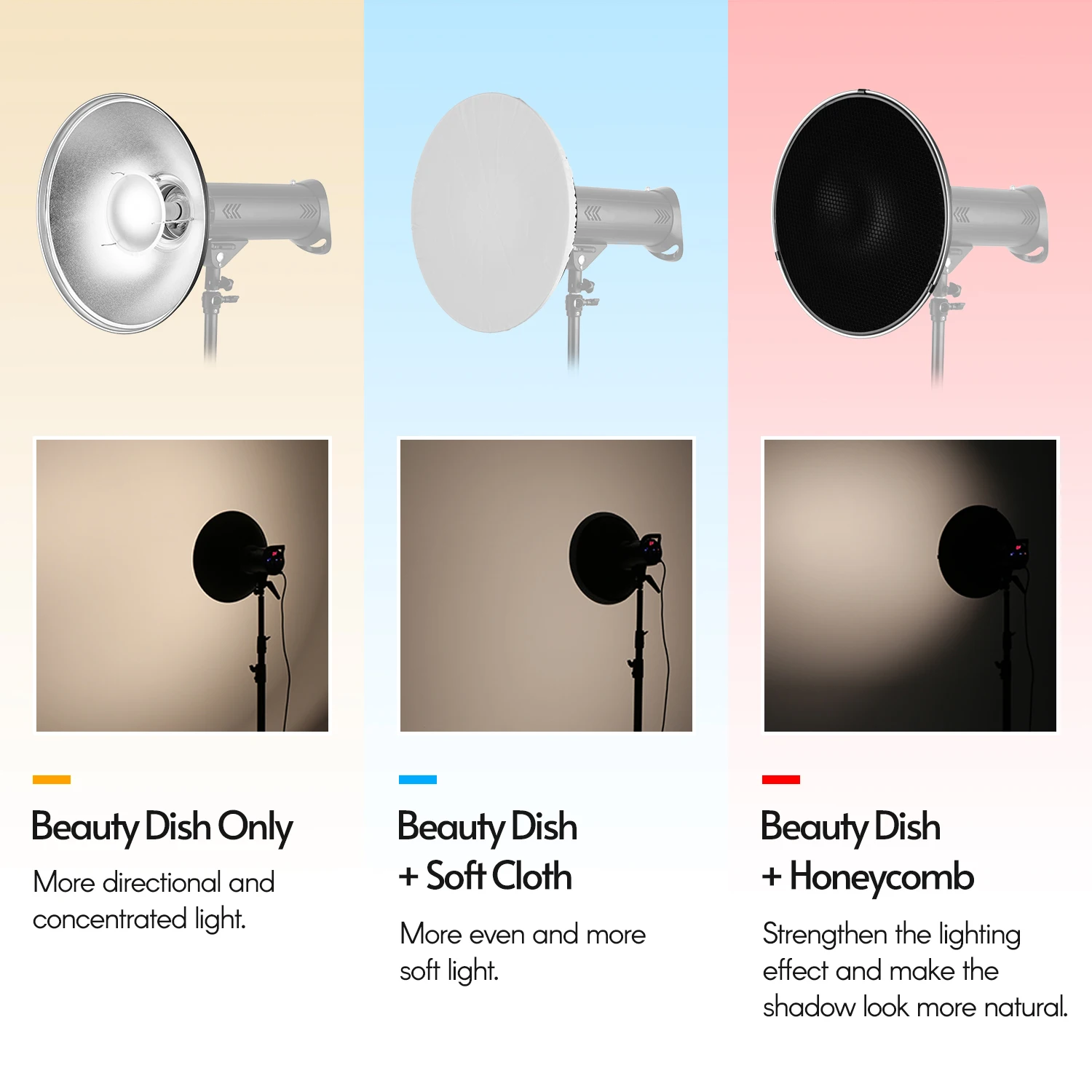 16-дюймовый отражатель для студийной фотосъемки с сотовой мягкой тканью