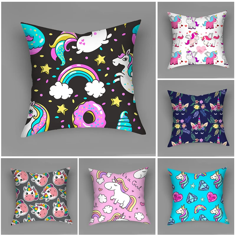 Единорог Подушка Квадратная Крышка Полиэстер Украшение Чехол стильная футболка