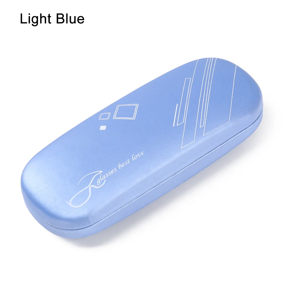 light blue 1 шт.,, модный деревянный Жесткий набор, держатель, Металлический Чехол для очков для чтения, для мужчин и женщин, кожзам, коробка для очков, аксессуары для очков - Цвет: light blue