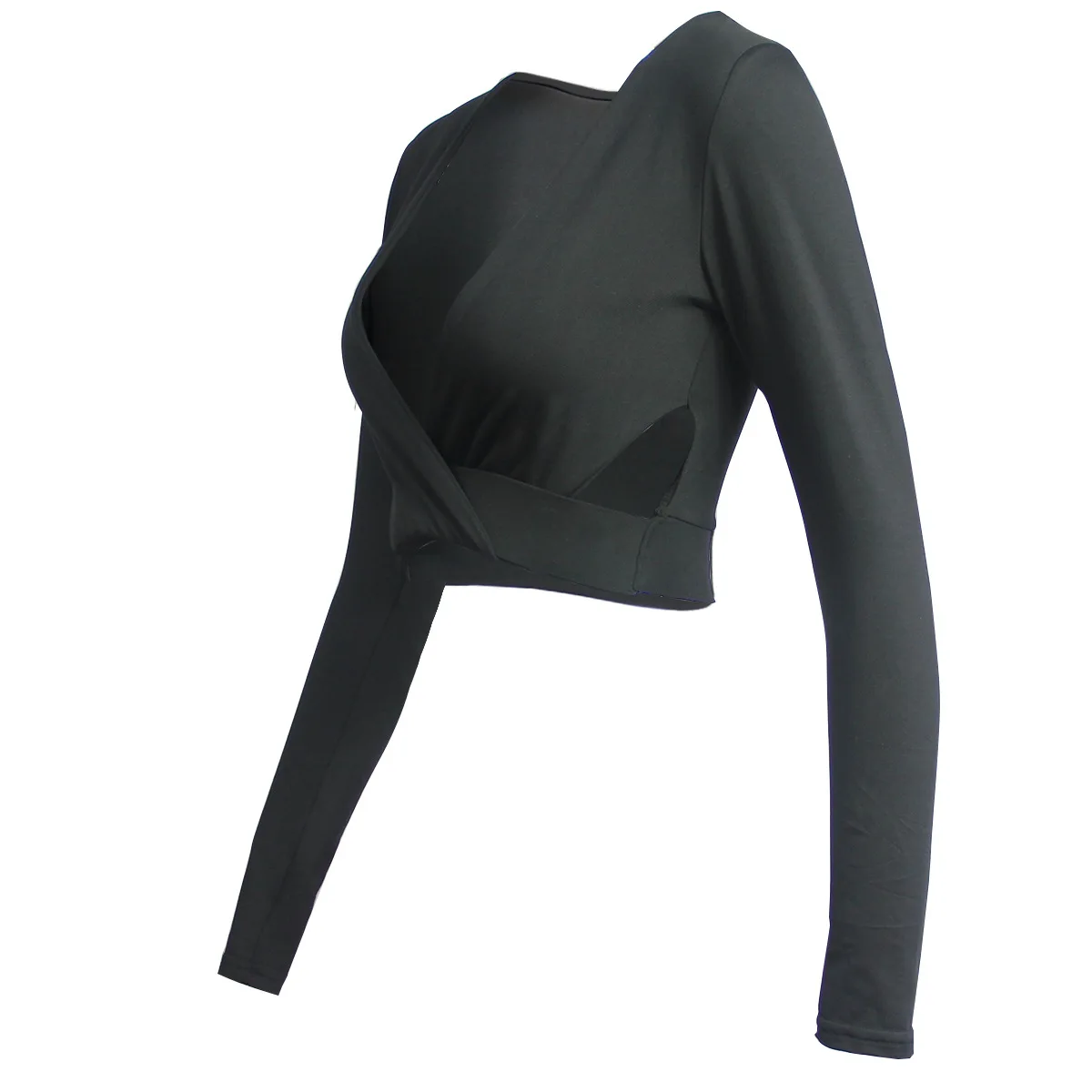 

2021 new European and American fashion sexy deep V elastic slim short jacket fashion hollow vest female