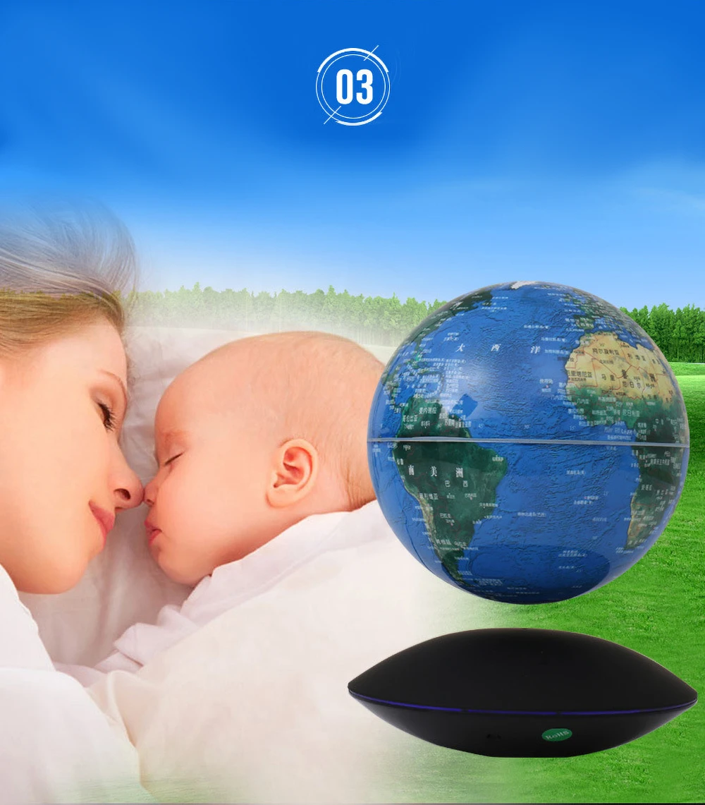 

6 Inch Magnetic Levitation Moon Light Globe Light Home 3D Rotation Luminous Office Decoration Ornaments Children'S Gifts