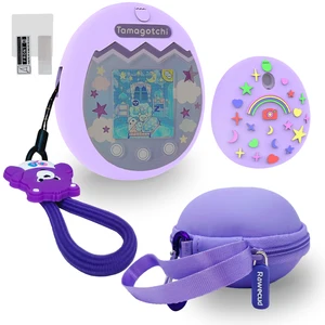 protective silicone cover and carrying case and screen protector for tamagotchi pix with strap lanyard purple pink blue green free global shipping