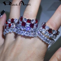 black angel new fashion 1 row shiny zircon luxury zircon 925 sterling silver stackable ring for women fine jewelry wedding gift