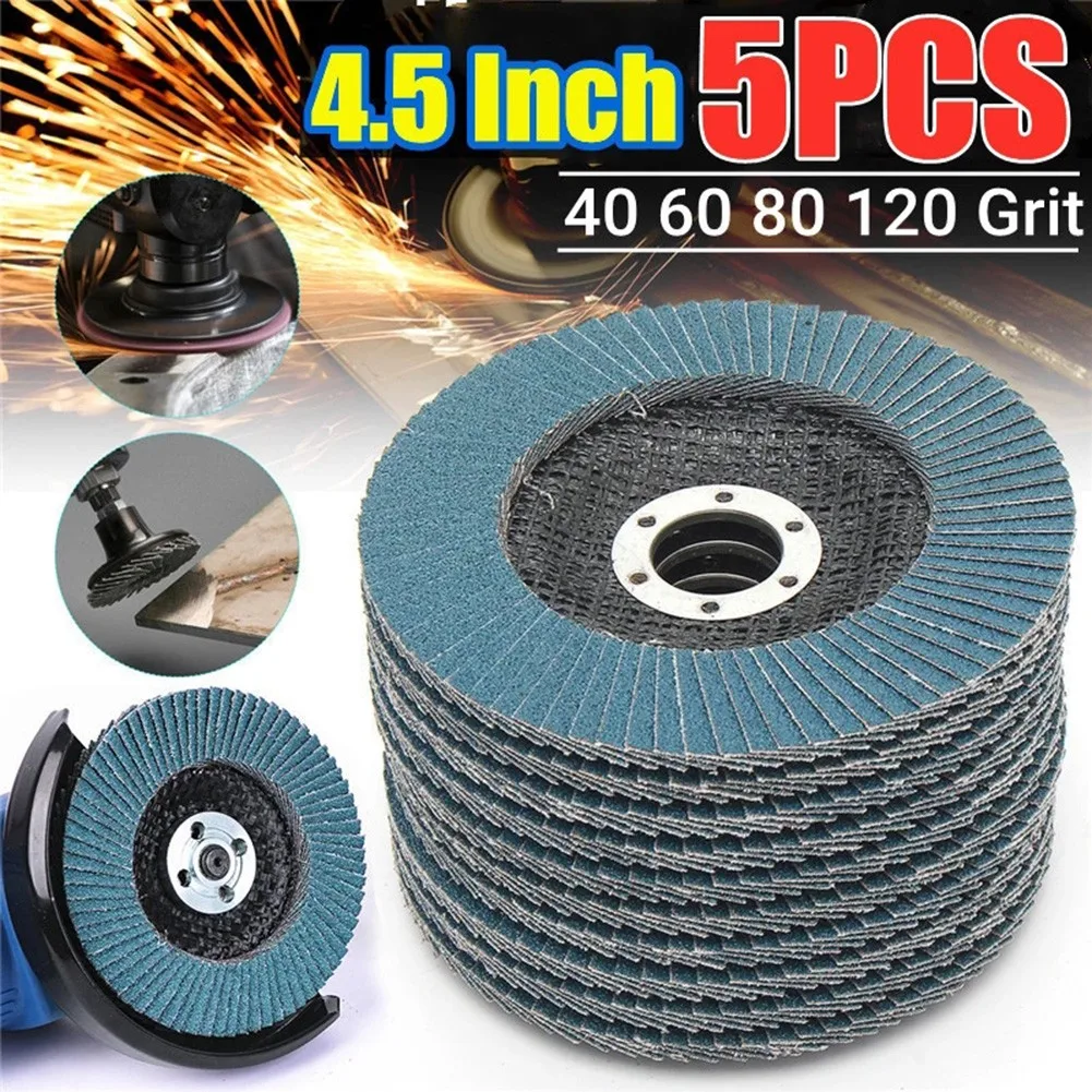 

5Pcs 115mm Grinding Wheels Flap Discs Sanding Disc 4.5 Inch 40/60/80/120 Grit Polishing Disc Blades For Angle Grinder