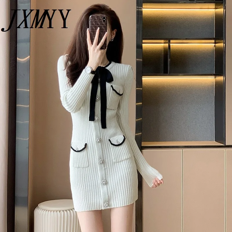 Женское трикотажное мини-платье элегантное белое платье с длинным рукавом